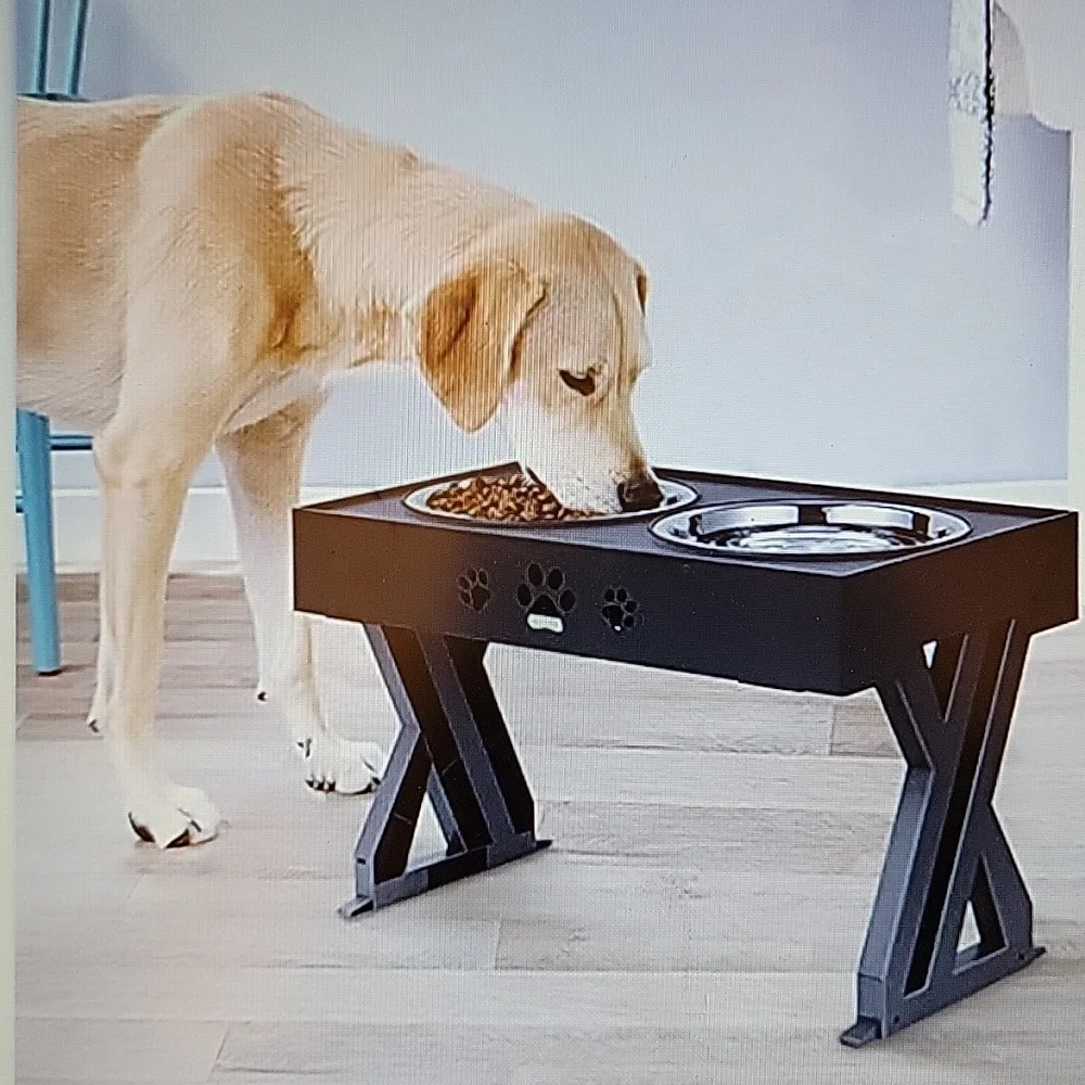 URPOWER elevated dog bowls black adjustable raised stainless 2.8